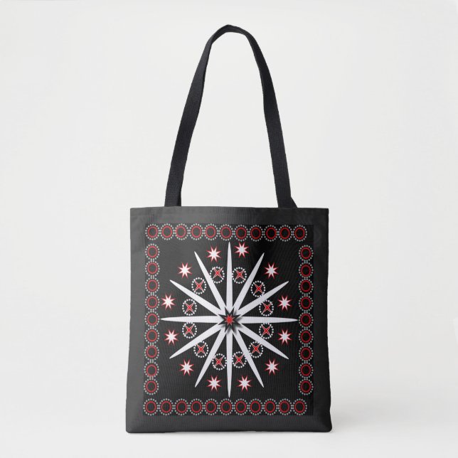 Striking black red grey and white patterned    tote bag (Front)