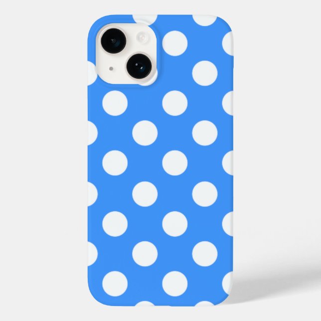 Striking Blue And Big White Polka Dots Case-Mate iPhone Case (Back)