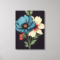 Striking Blue and White Floral Art
