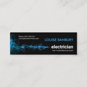 Striking Blue Electric Lightning Wave Electrician Mini Business Card