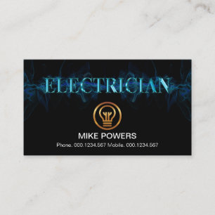 Striking Blue Lightning Metallic Blue Electrician Business Card