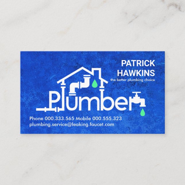 Striking Blue Plumber Home Piping Business Card (Front)