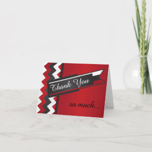 Striking Bold Red, Black and White Thank You Card