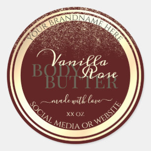 Striking Burgundy & Gold Product Packaging Labels
