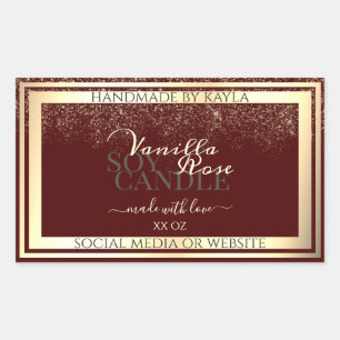 Striking Burgundy & Gold Product Packaging Labels