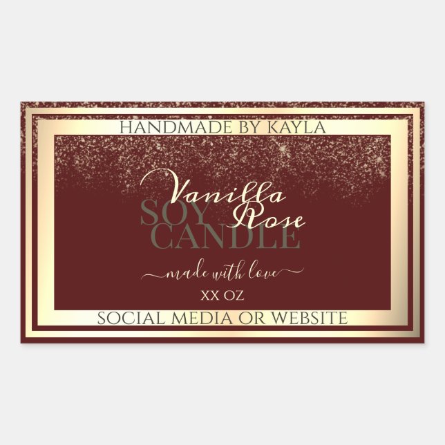 Striking Burgundy & Gold Product Packaging Labels (Front)