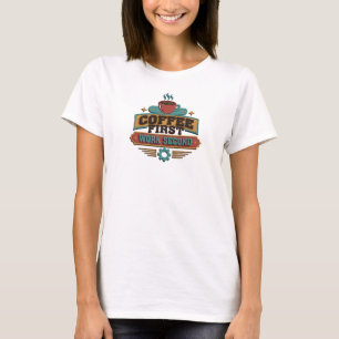 Striking COFFEE FIRST WORK SECOND Designer Graphic T-Shirt