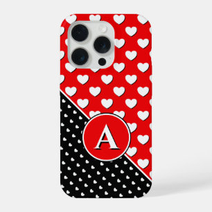Striking Colours Red And Black, Custom Monogram iPhone 15 Pro Case