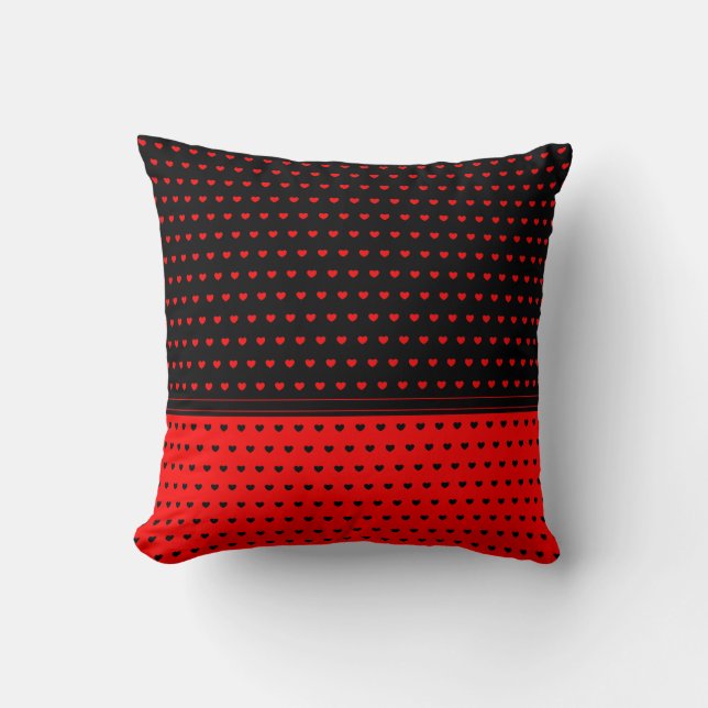 Striking Colours Red And Black Hearts Pattern Cushion (Front)