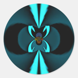 Striking Cutting-Edge Cyan and Black Vector Design Classic Round Sticker