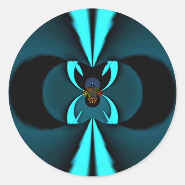 Striking Cutting-Edge Cyan and Black Vector Design Classic Round Sticker (Front)