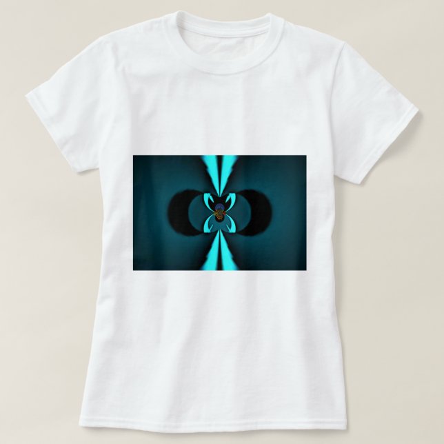 Striking Cutting-Edge Cyan and Black Vector Design T-Shirt (Design Front)