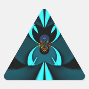 Striking Cutting-Edge Cyan and Black Vector Design Triangle Sticker