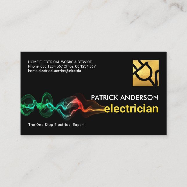 Striking Electrician Lightning Power Business Card (Front)