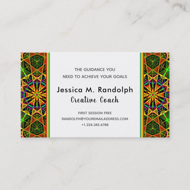 Striking Ethiopian Colours Tribal Style Pattern Business Card (Front)