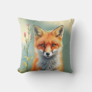 Striking Eyes of a Cunning Red Fox Cushion
