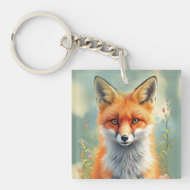 Striking Eyes of a Cunning Red Fox   Key Ring (Front)