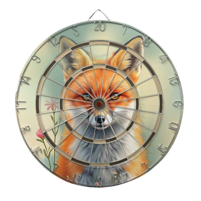 Striking Eyes of a Cunning Red Fox Regulation Dartboard (Front)
