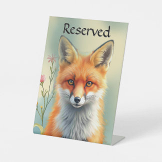 Striking Eyes of a Cunning Red Fox Reserved Pedestal Sign