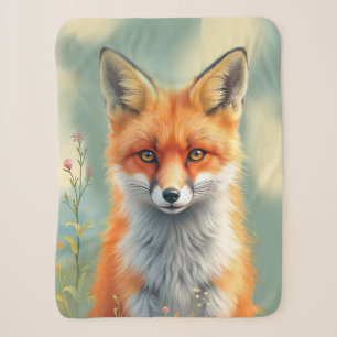 Striking Eyes of a Cunning Red Fox Sherpa Blanket