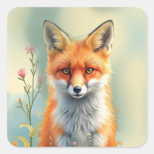 Striking Eyes of a Cunning Red Fox Square Sticker