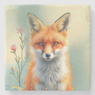 Striking Eyes of a Cunning Red Fox Stone Coaster