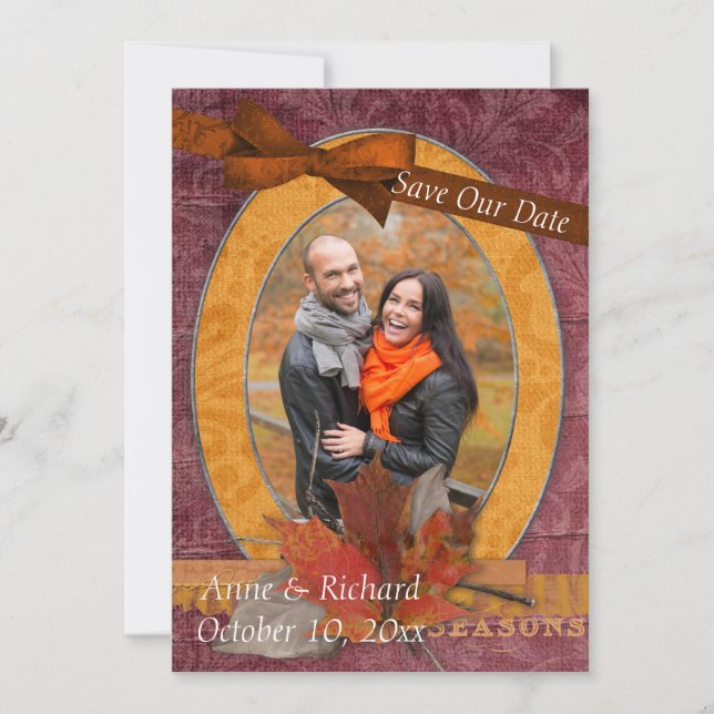 Striking Fall Wedding Photo Save the Date (Front)
