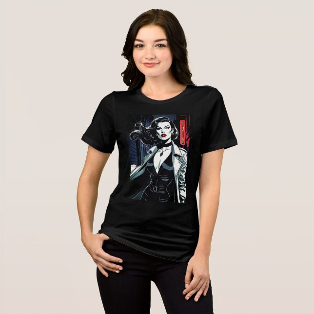 Striking Femme Fatale Film-Noir  Tri-Blend Shirt (Front Full)