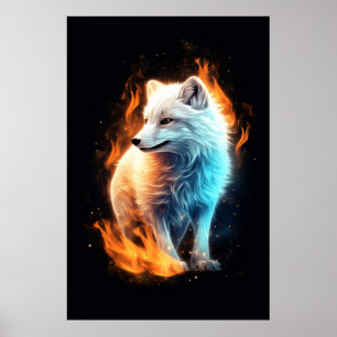 Striking Fiery White Arctic Fox Poster