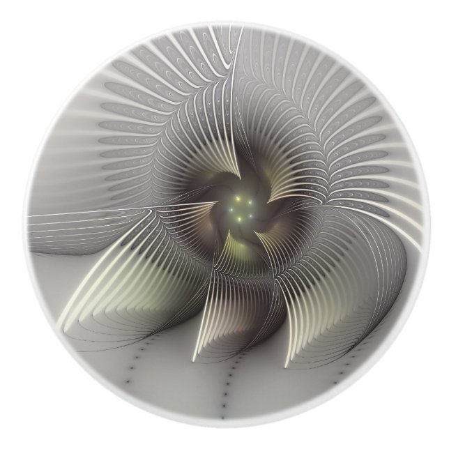 Striking Figure, Modern Abstract Fractal Art Ceramic Knob (Front)