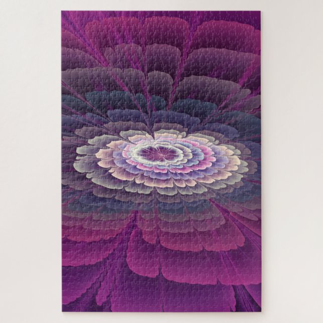 Striking Flower Colorful Abstract Fractal Art Pink Jigsaw Puzzle (Vertical)