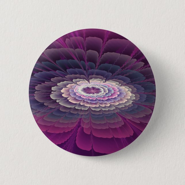 Striking Flower Colourful Abstract Fractal Art Pin (Front)