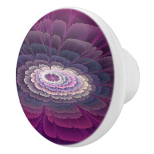 Striking Flower Colourful Abstract Fractal Art Pin Ceramic Knob