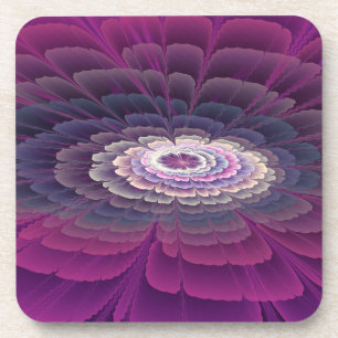 Striking Flower Colourful Abstract Fractal Art Pin Coaster