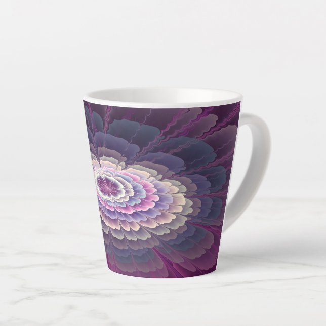 Striking Flower Colourful Abstract Fractal Art Pin Latte Mug (Right Angle)