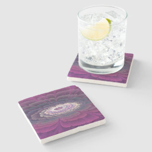 Striking Flower Colourful Abstract Fractal Art Pin Stone Coaster