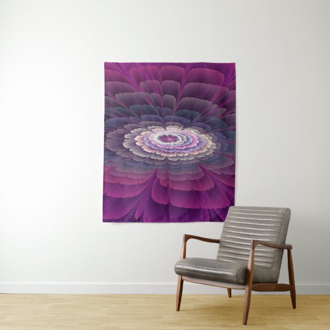 Striking Flower Colourful Abstract Fractal Art Pin Tapestry (In Situ)