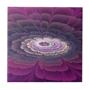 Striking Flower Colourful Abstract Fractal Art Pin Tile
