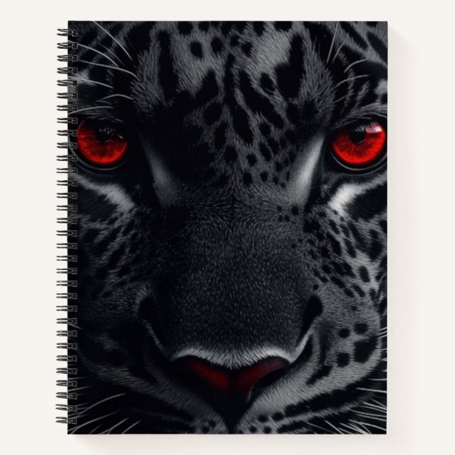 Striking Gaze: Close-Up of a Black Panther Notebook (Front)