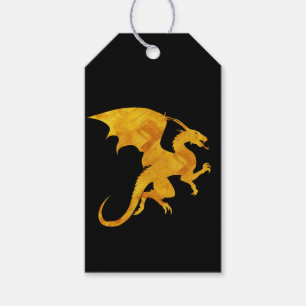 Striking Gold and Black Mythical Flying Dragon Gift Tags