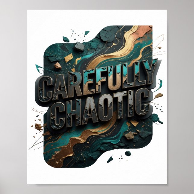 Striking Gold CAREFULLY CHAOTIC Statement Tee Poster (Front)