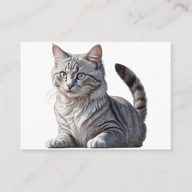 Striking Gray Tabby Cat with Green Eyes Enclosure Card (Front)