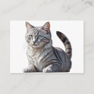 Striking Gray Tabby Cat with Green Eyes Enclosure Card