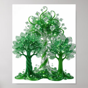 Striking Green GREEN GLASS TREE Poster
