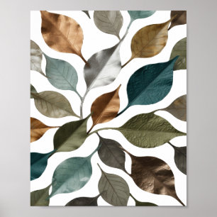Striking Grey LEAVES ON BLACK Slogan Design Poster