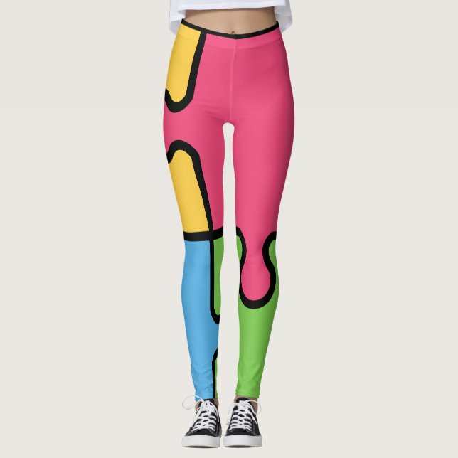 Striking Jigsaw pattern  Leggings (Front)