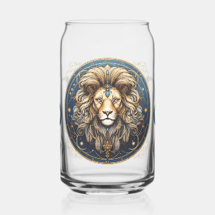 Striking Leo Symbol Artwork Can Glass