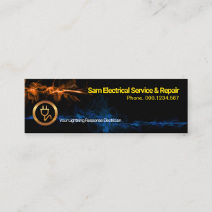 Striking Luminescent Lightning Waves Electrician Mini Business Card