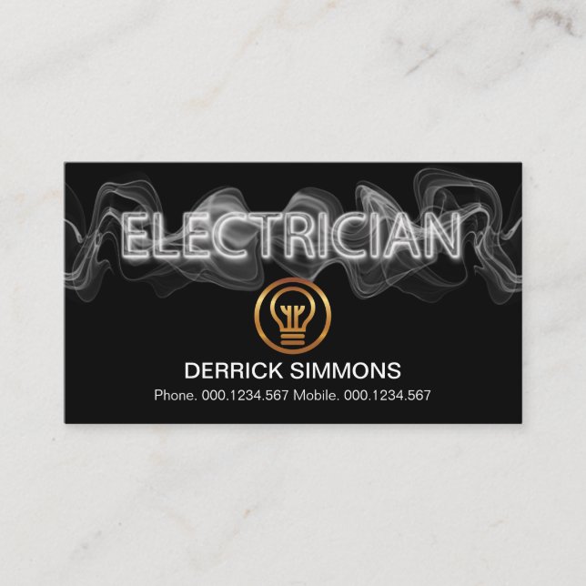 Striking Luminous Electric Lightning Electrician Business Card (Front)