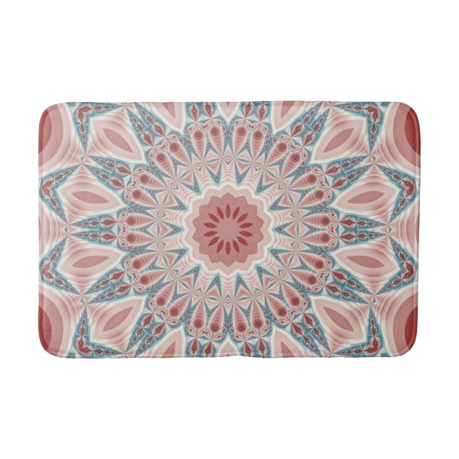 Striking Modern Kaleidoscope Mandala Fractal Art Bath Mat (Front)